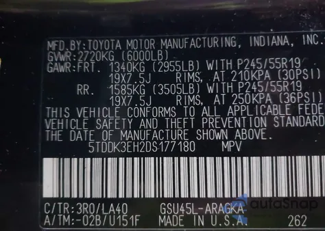 2013 Toyota Highlander Limited V6 z USA, uszkodzony, nr VIN 5TDDK3EH2DS177180